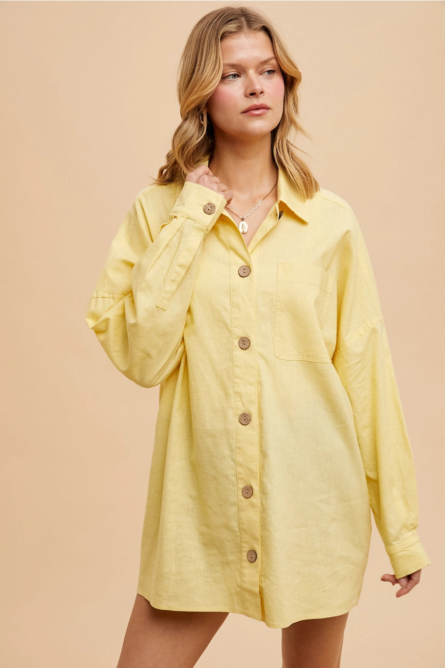 Lemon Linen Button-Down