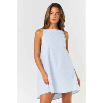Poplin Blue Mini Dress