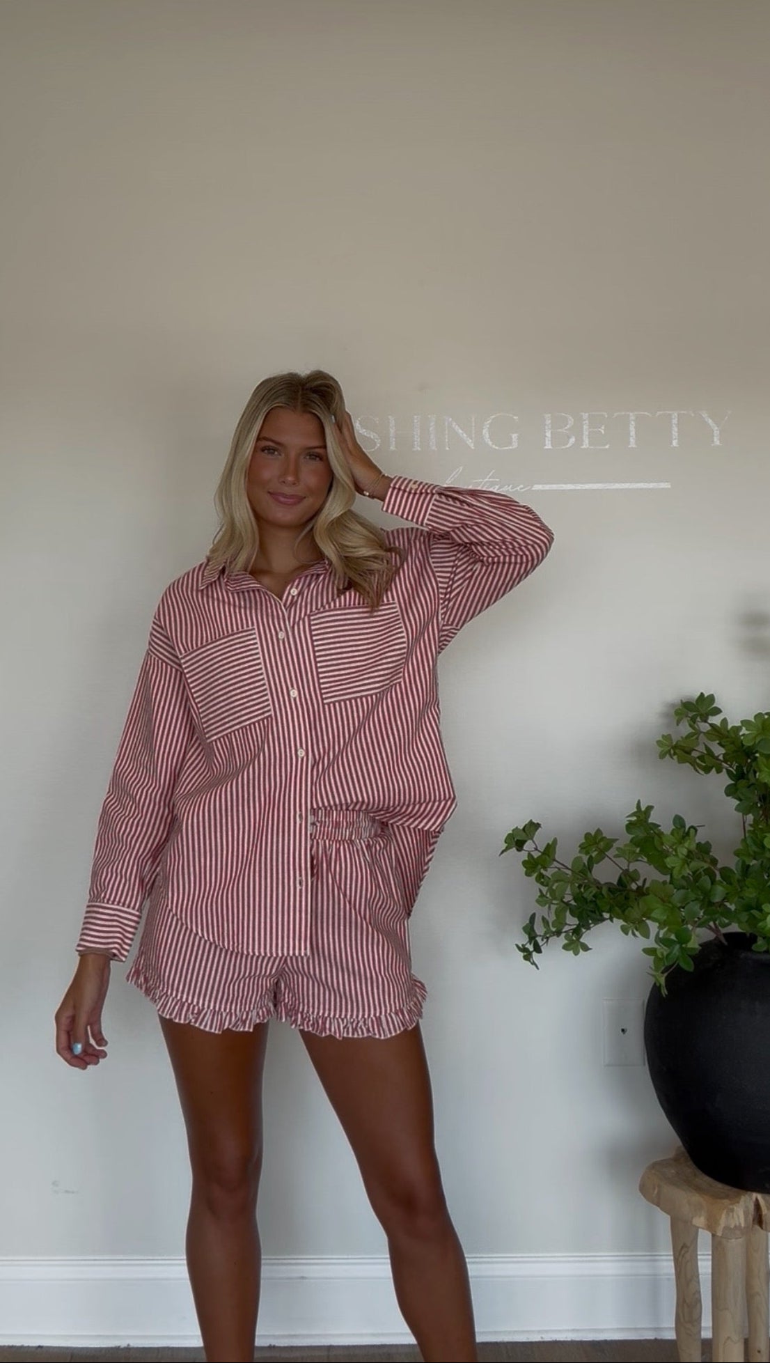 Retro Red Striped Set