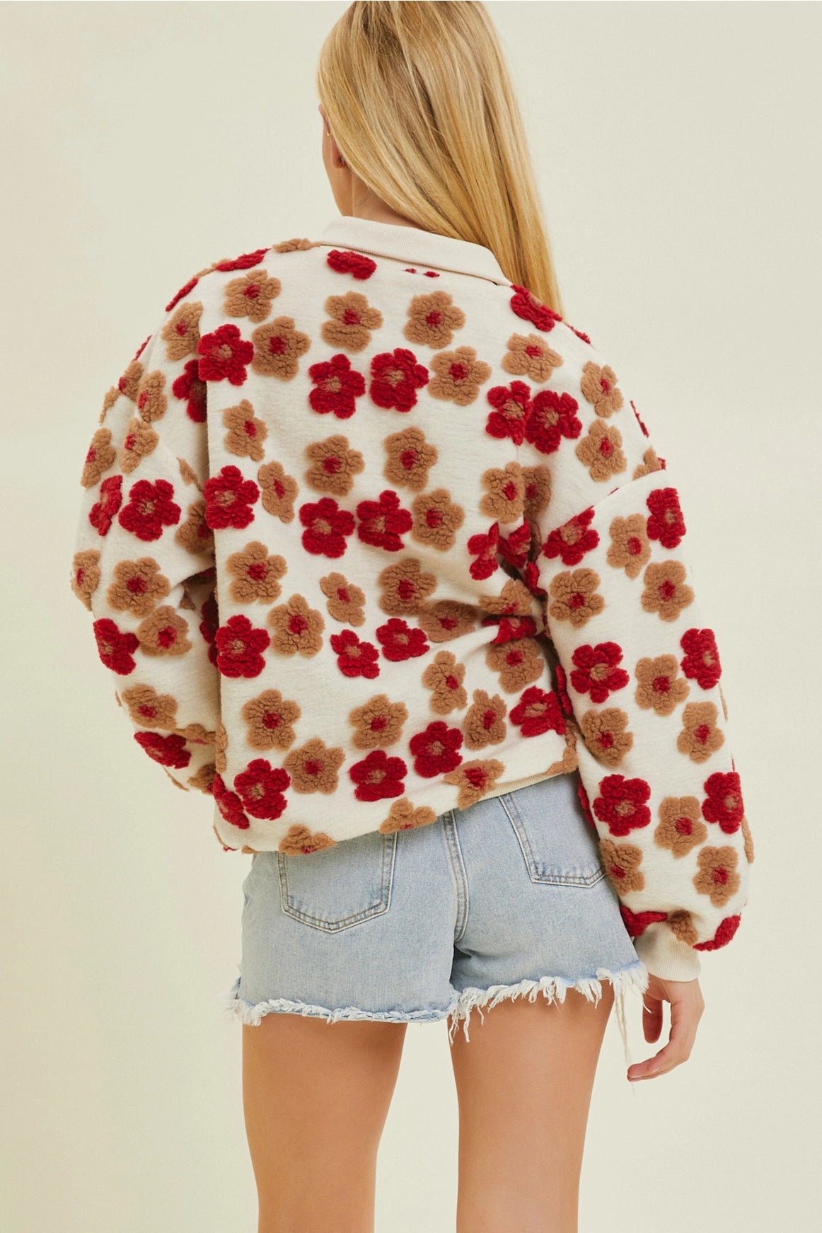 Floral Woven Zip Up