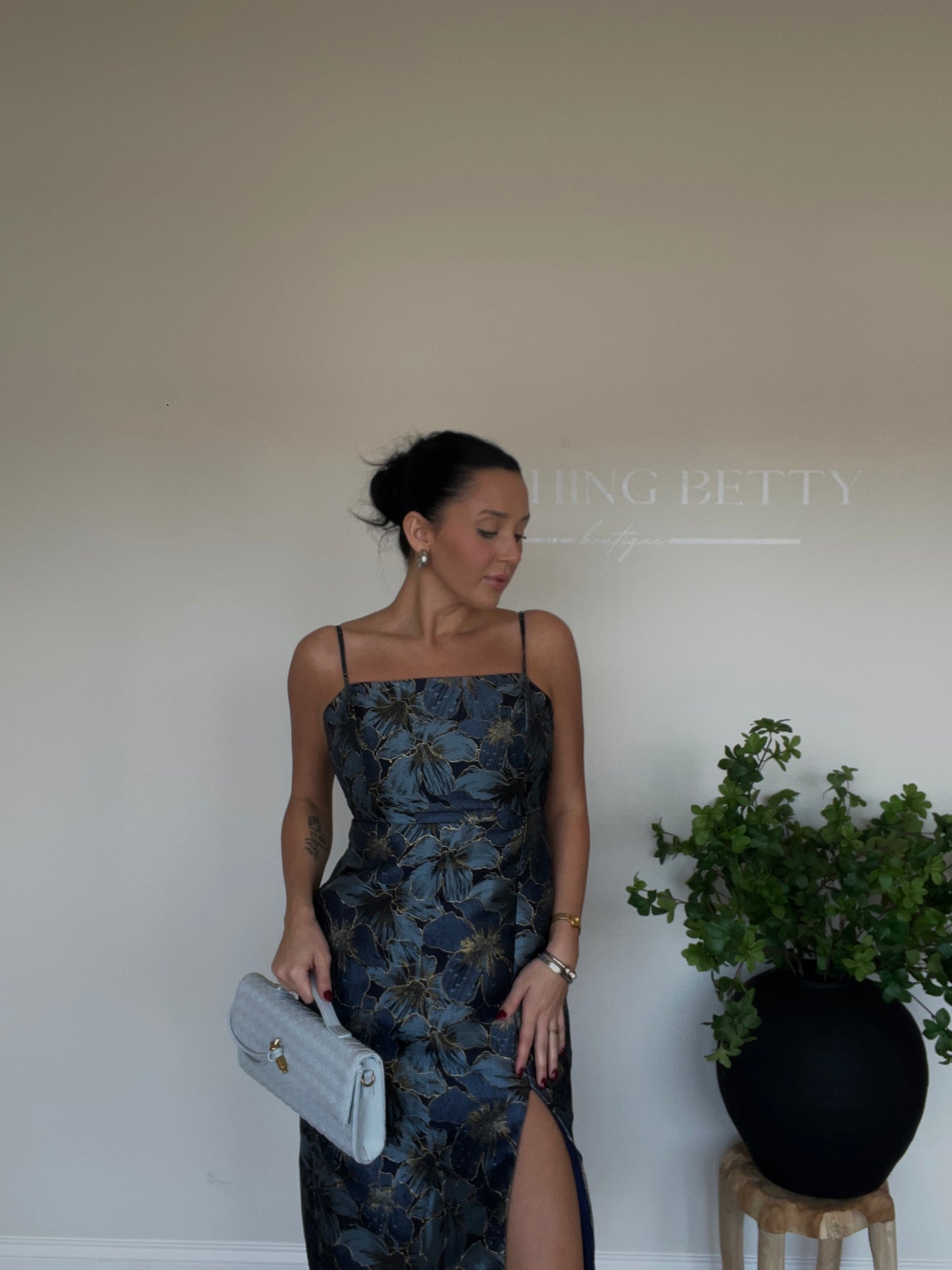 Navy Romantic Florals Midi