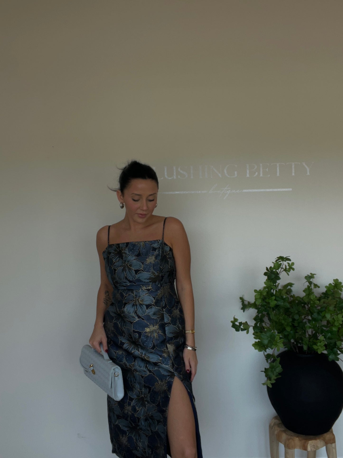 Navy Romantic Florals Midi