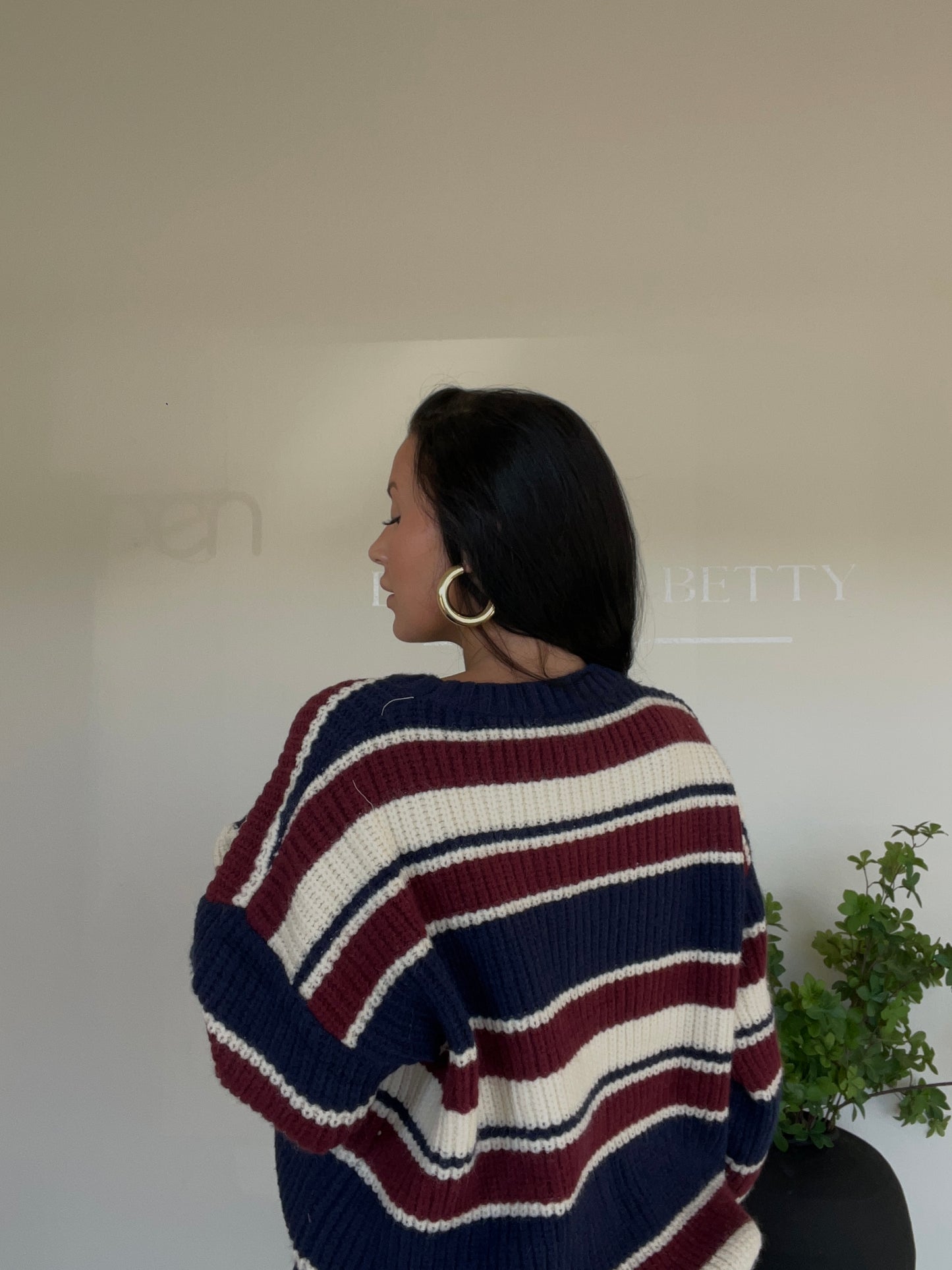 Long Sleeve Crew Neck Striped Sweater