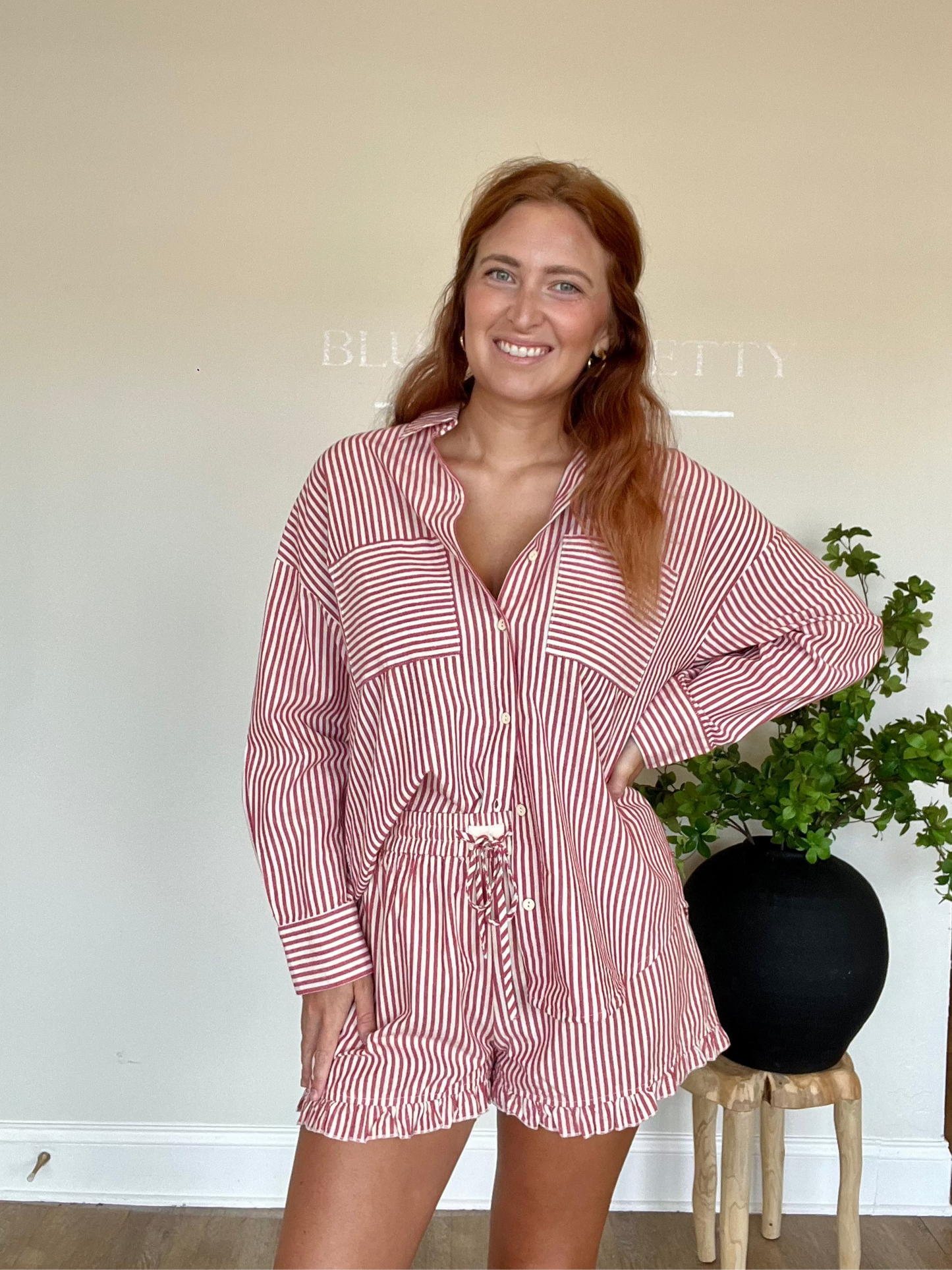 Retro Red Striped Set