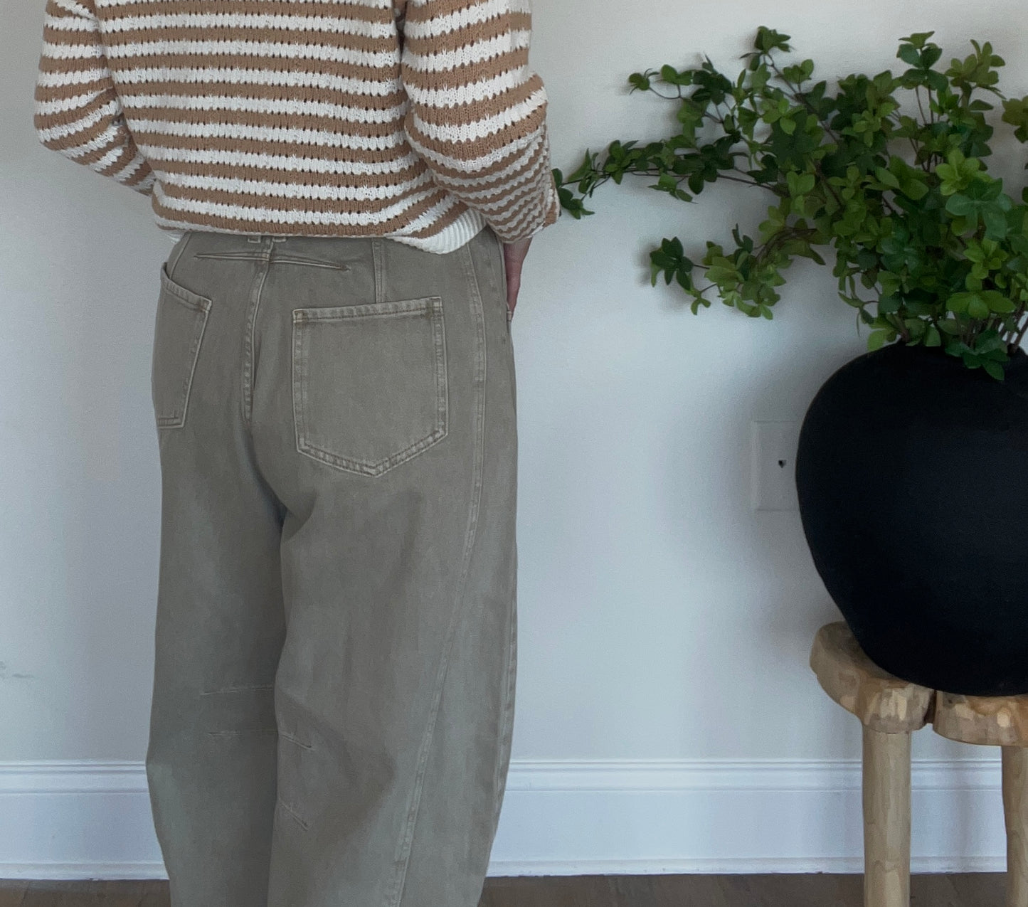 Stone Cotton Barrel Pants