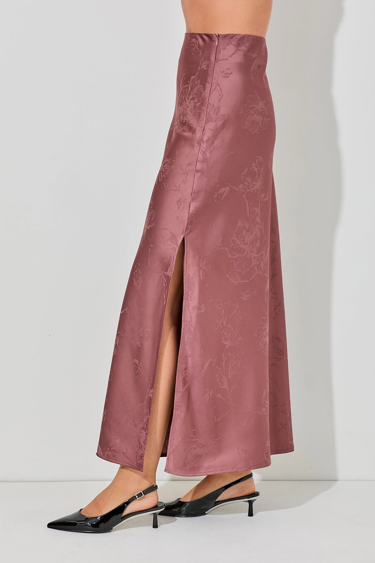 Satin Chestnut Maxi Skirt