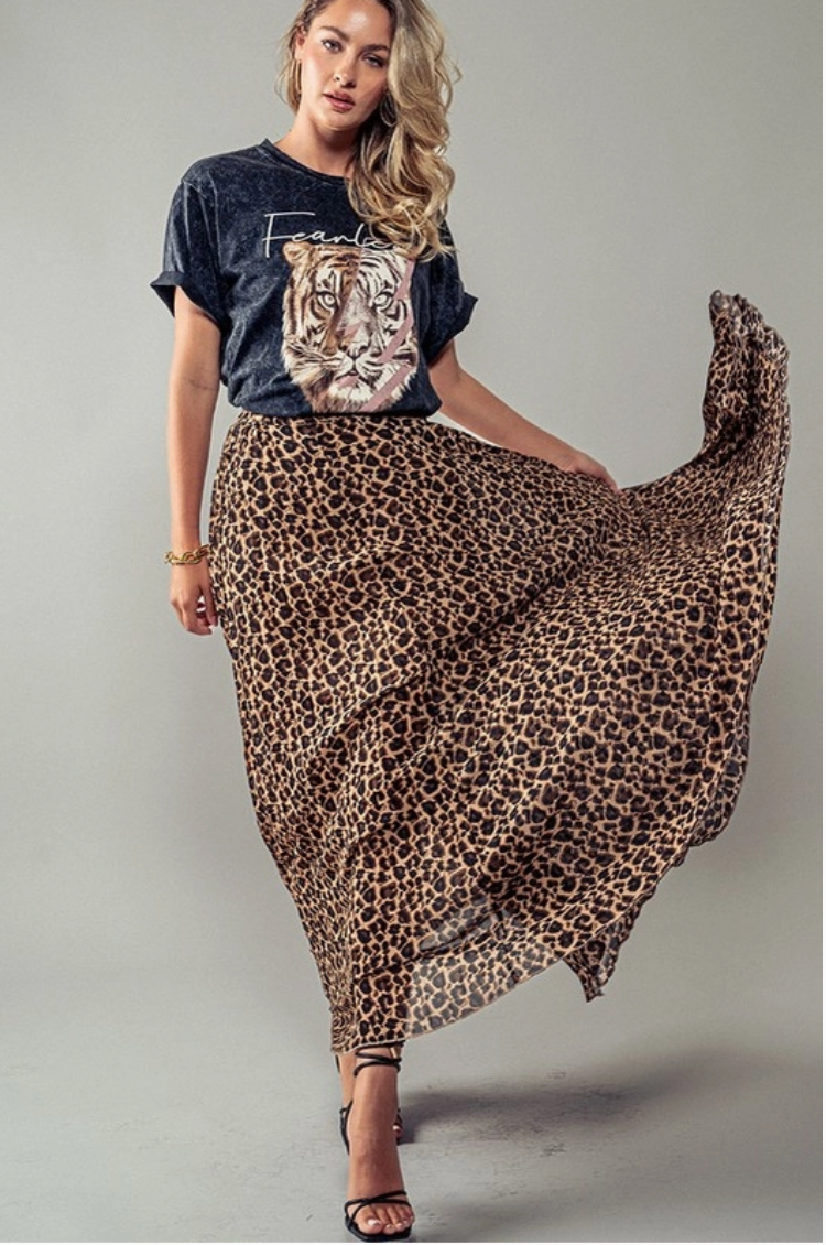 Leopard Lover Pleated Maxi Skirt