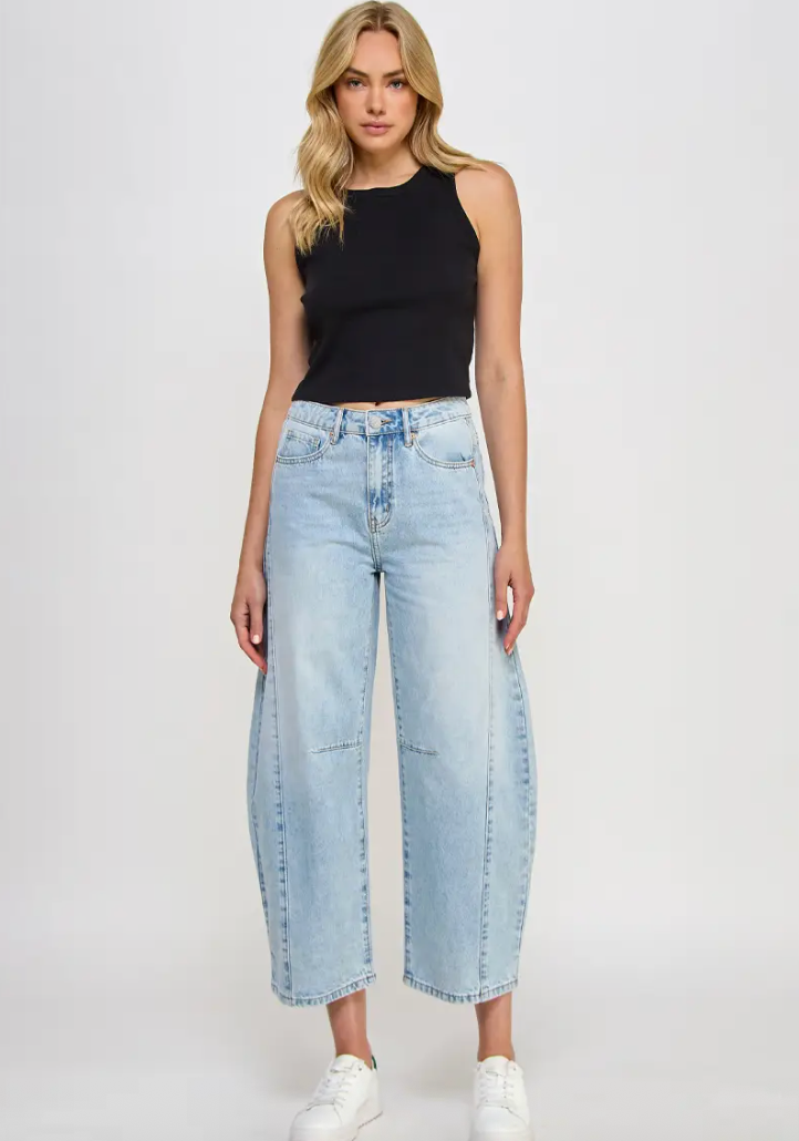 Light Wash Barrel Jeans
