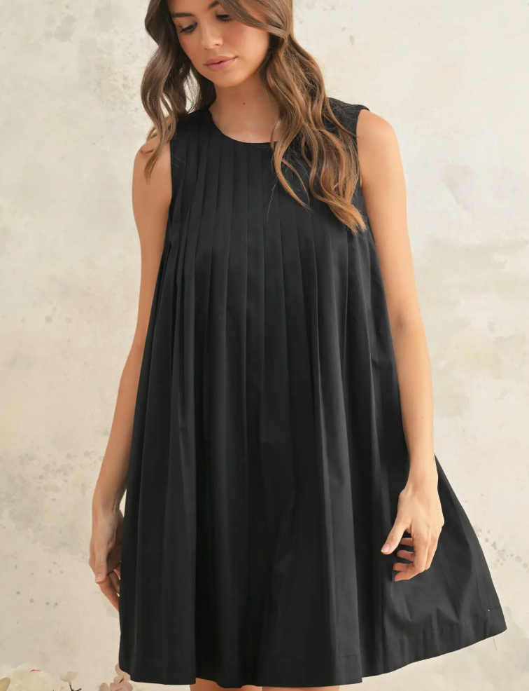 Pleated Sleeveless Dress