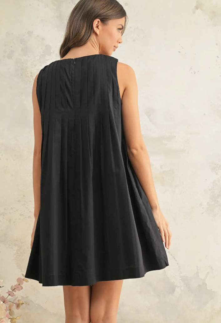 Pleated Sleeveless Dress
