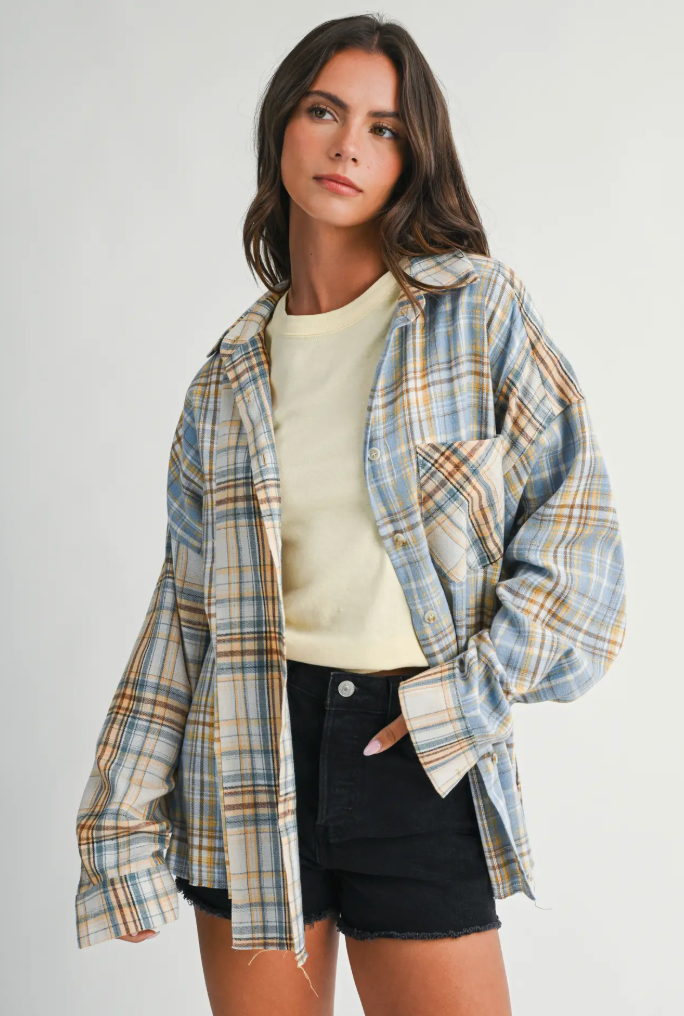 Tan Kambrie Plaid Flannel Shirt 2