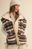 Striped Plush Fleece Oversized Vest