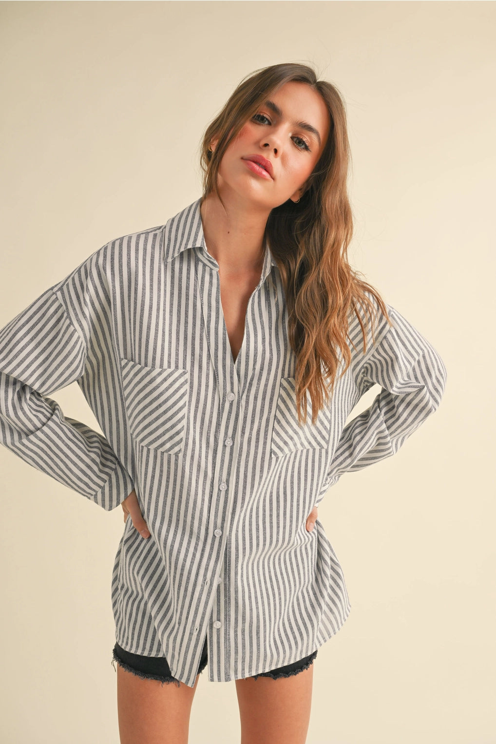 Striped Pattern Button Down Shirt