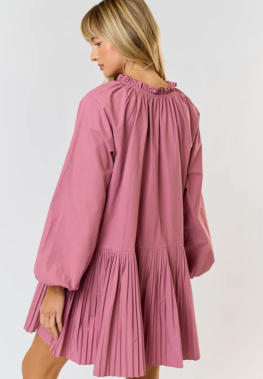 Mauve Puff Sleeve Dress