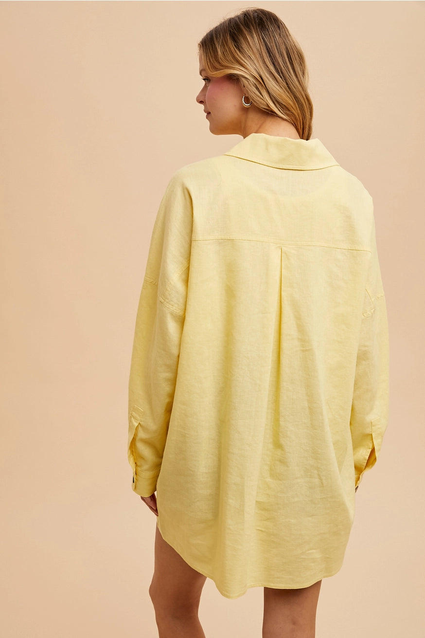 Lemon Linen Button-Down