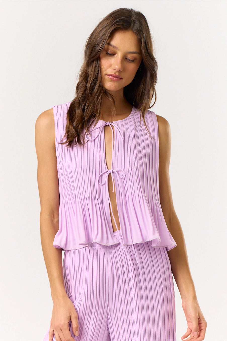 Lavender Pleated Pant Set