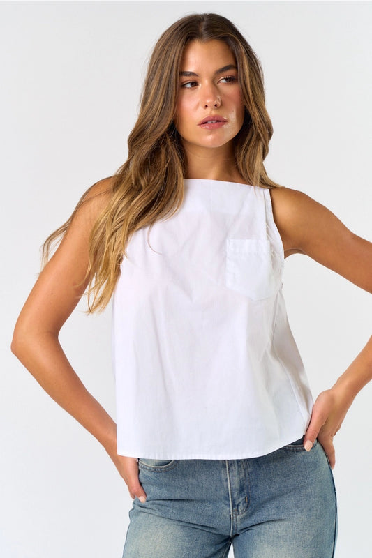 Pleated Poplin Tank