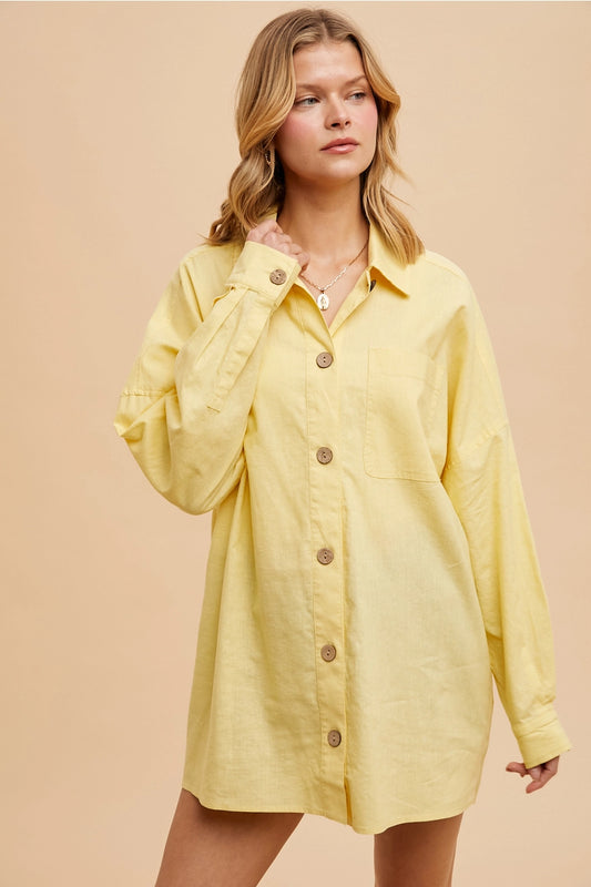 Lemon Linen Button-Down