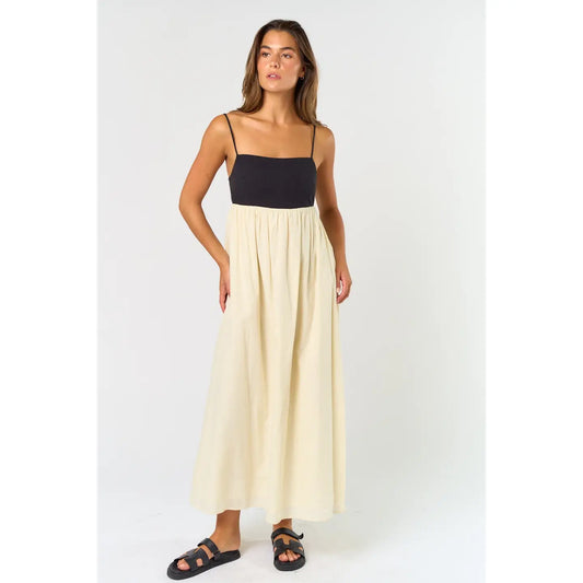 Contrast Cotton Maxi Dress