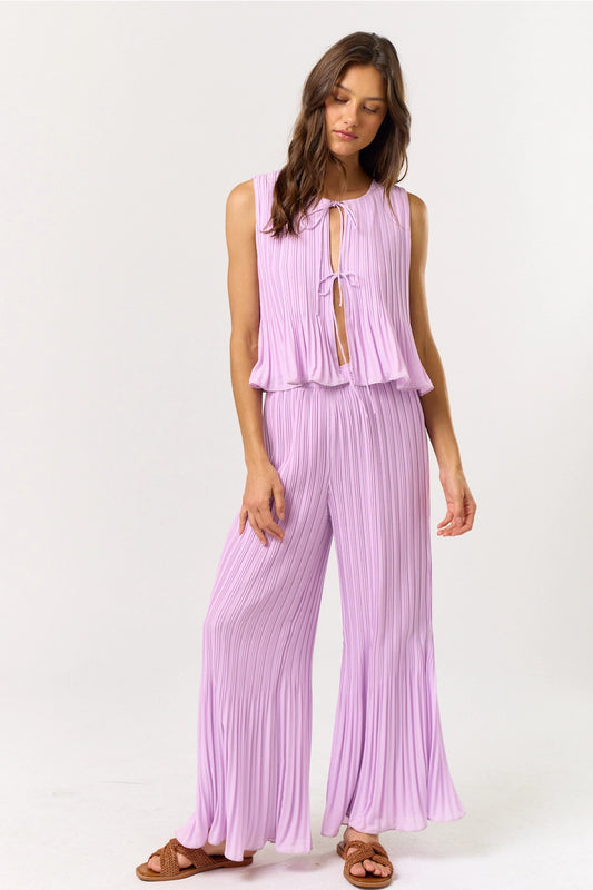 Lavender Pleated Pant Set