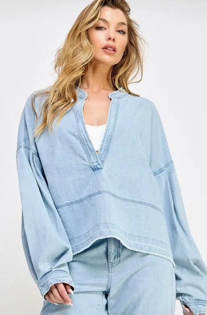 Freely Moving Denim Oversized Shirt