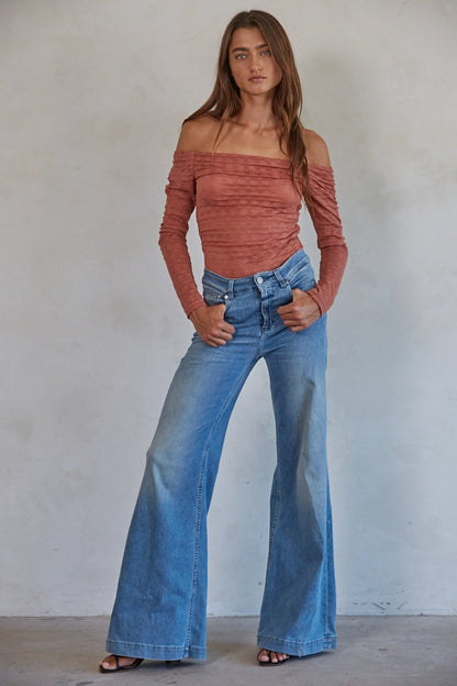 Blushed Off-Shoulder Body Suit