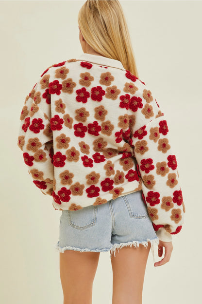 Floral Woven Zip Up