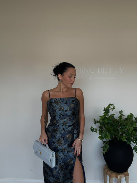 Navy Romantic Florals Midi