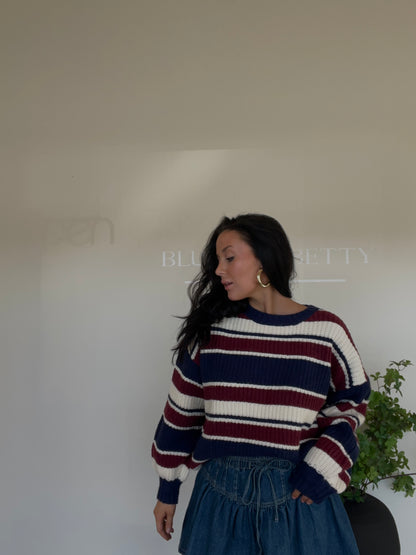 Long Sleeve Crew Neck Striped Sweater