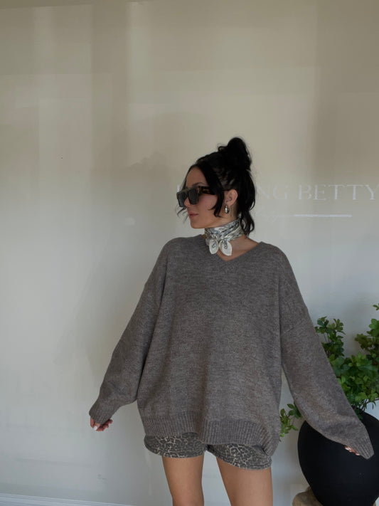 V-Neck Oversized Sweater Top