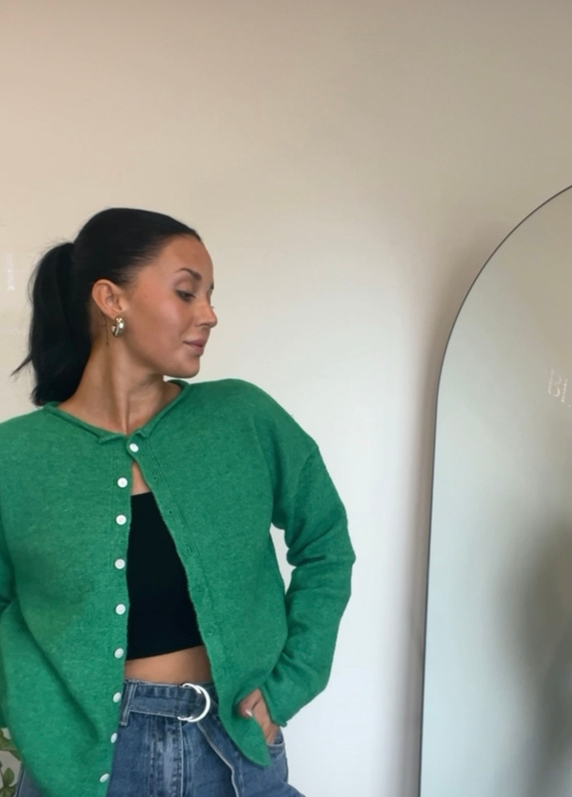 Kelly Green cardigan sweater