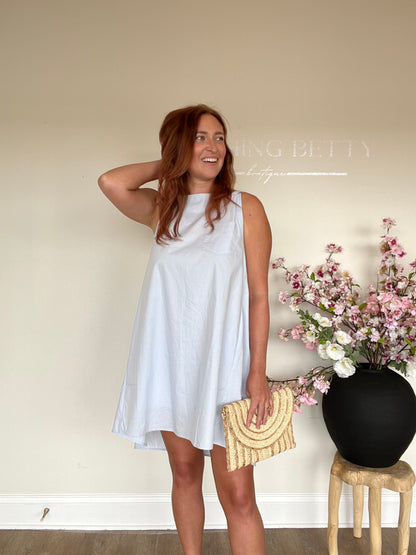 Poplin Blue Mini Dress