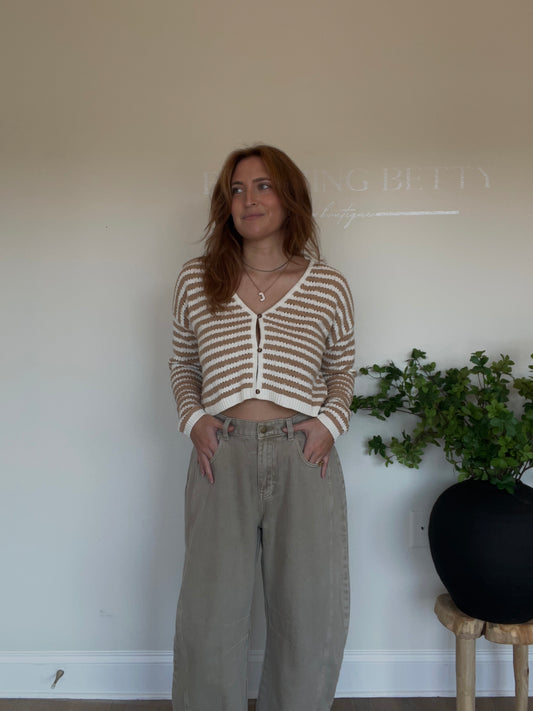 Stone Cotton Barrel Pants