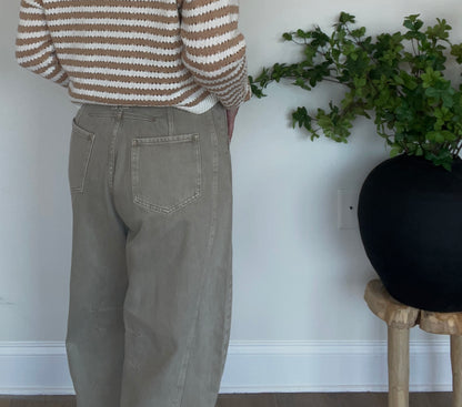 Stone Cotton Barrel Pants