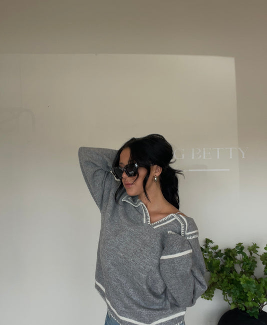 Cloudy Day Grey Collard Sweater