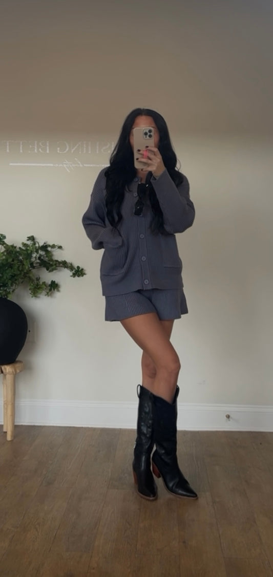 Collar Knit Short Set