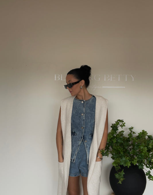 Sleeveless Sweater Longline Vest