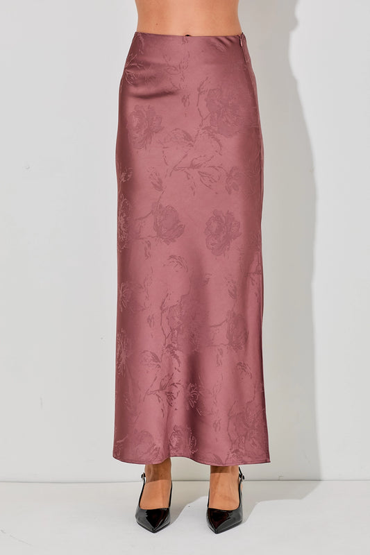 Satin Chestnut Maxi Skirt