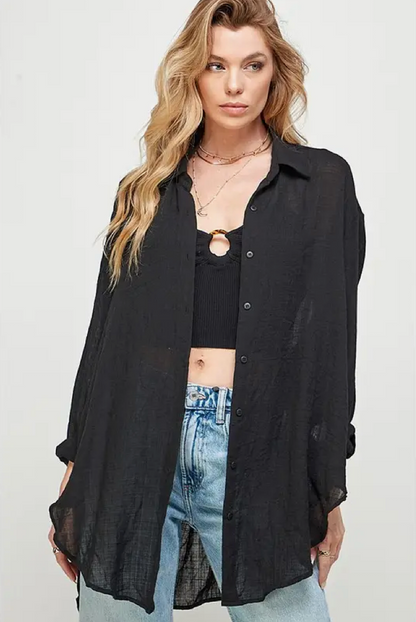 All Business Button Down Top