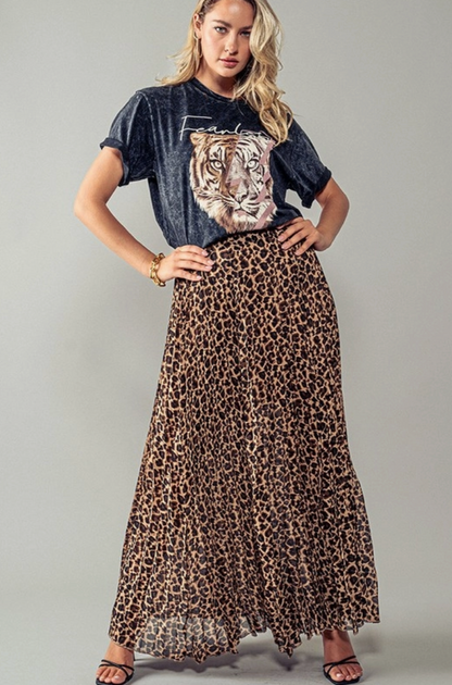 *Preorder* Leopard Lover Pleated Maxi Skirt