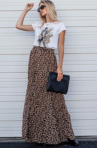 *Preorder* Leopard Lover Pleated Maxi Skirt