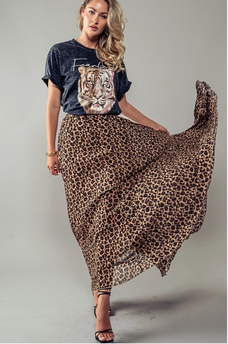 *Preorder* Leopard Lover Pleated Maxi Skirt