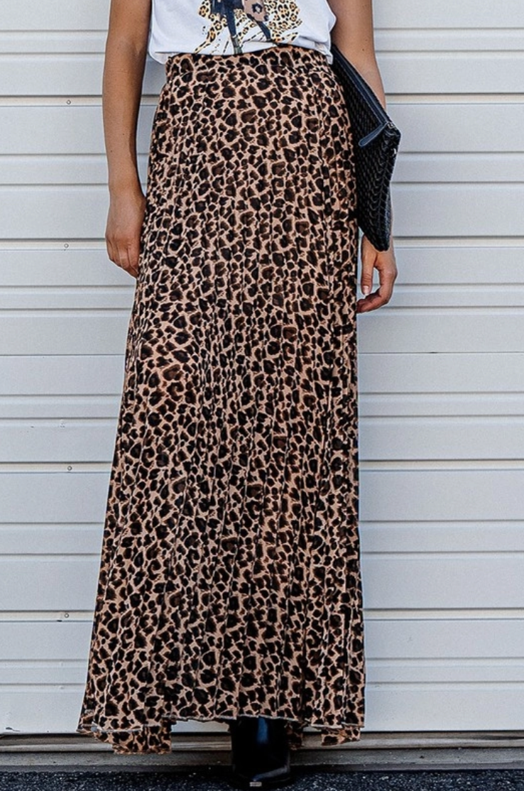 *Preorder* Leopard Lover Pleated Maxi Skirt