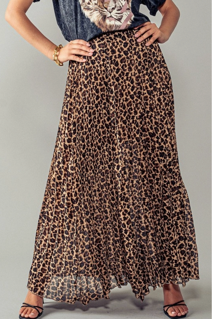 *Preorder* Leopard Lover Pleated Maxi Skirt