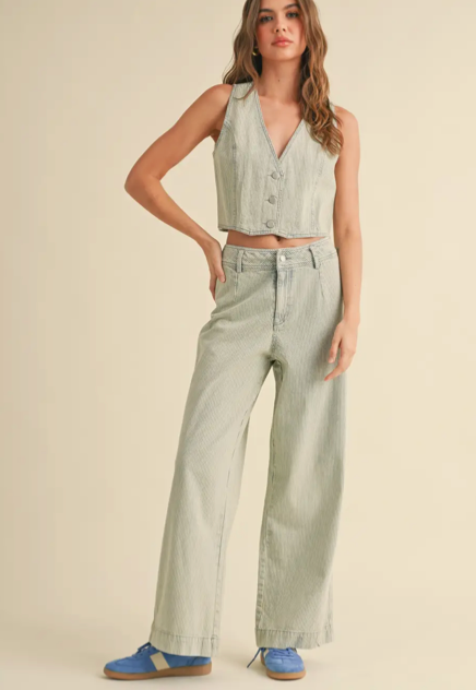 Striped Denim Pants