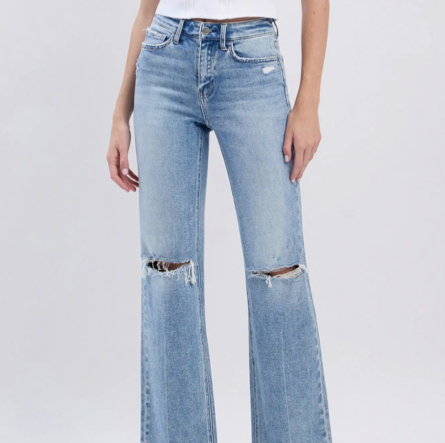 High Rise Slim Distressed Denim