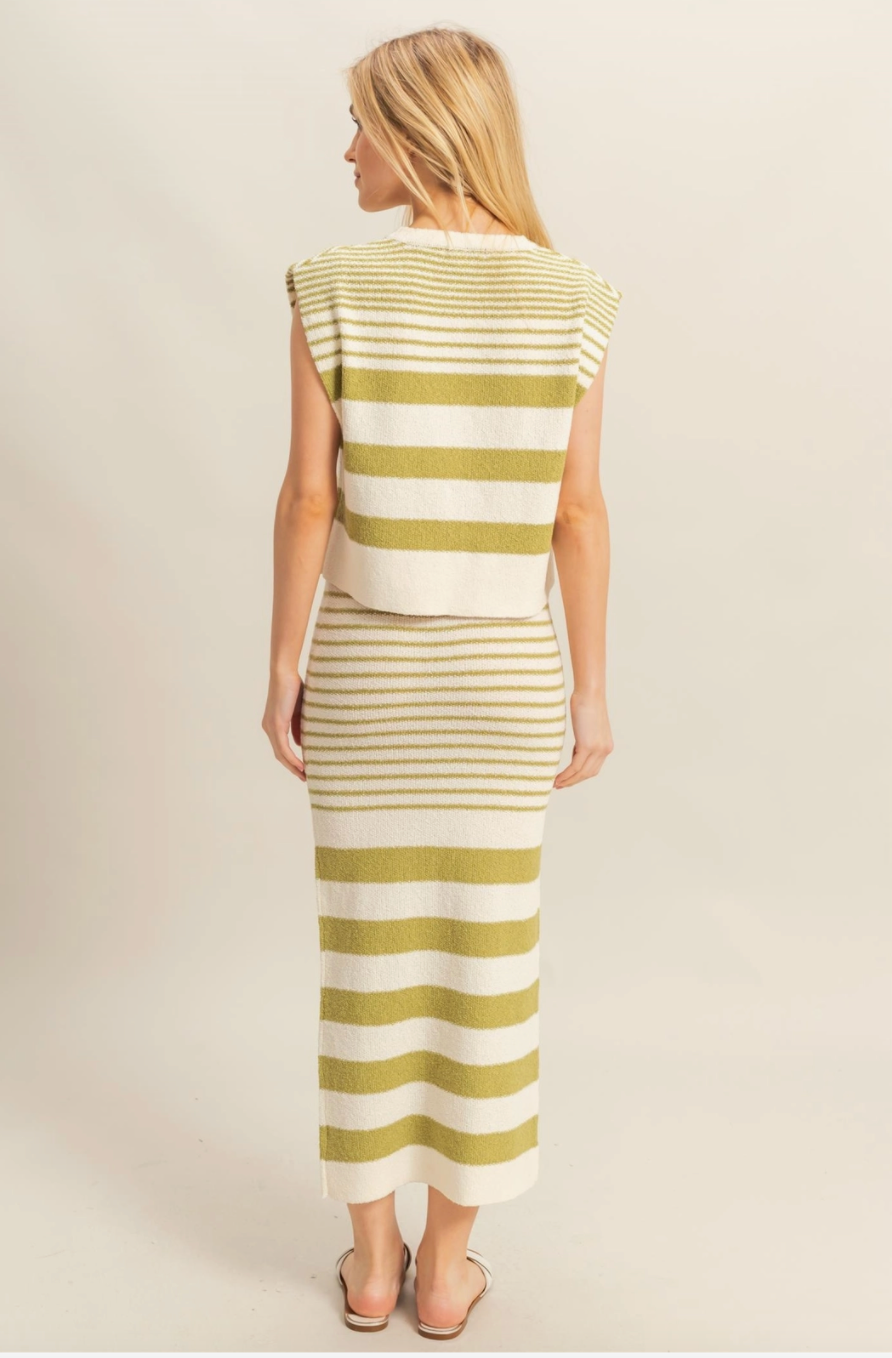 Striped Knit Top and Skirt Set