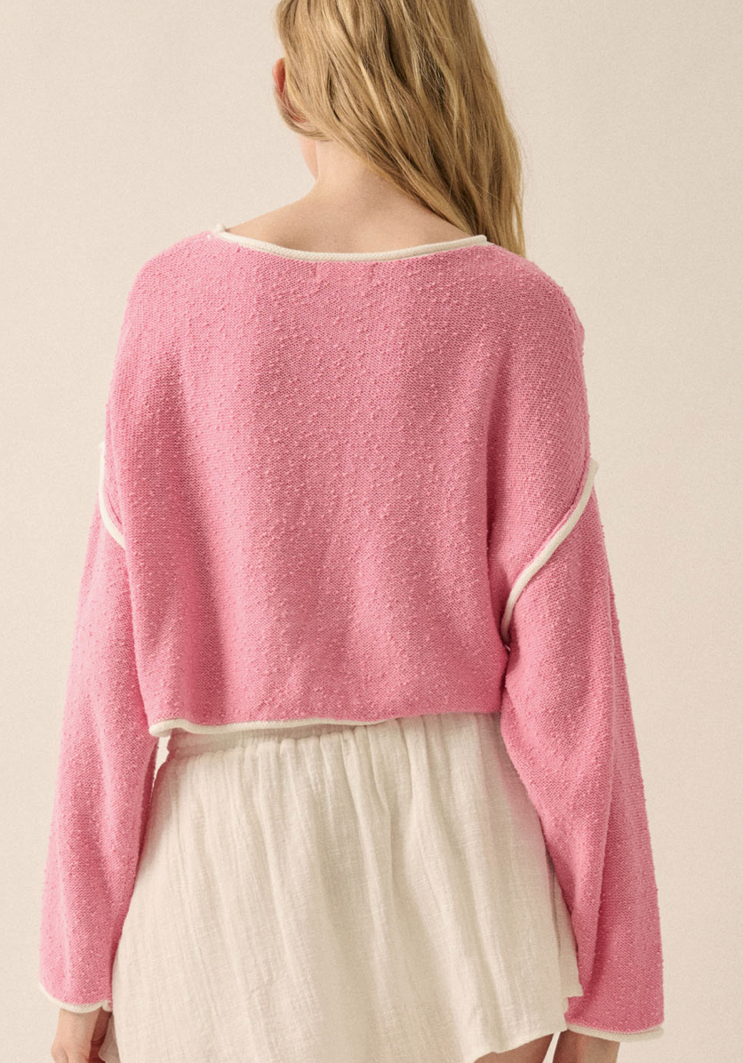 Bubblegum Exposed Seam Cropped Sweater