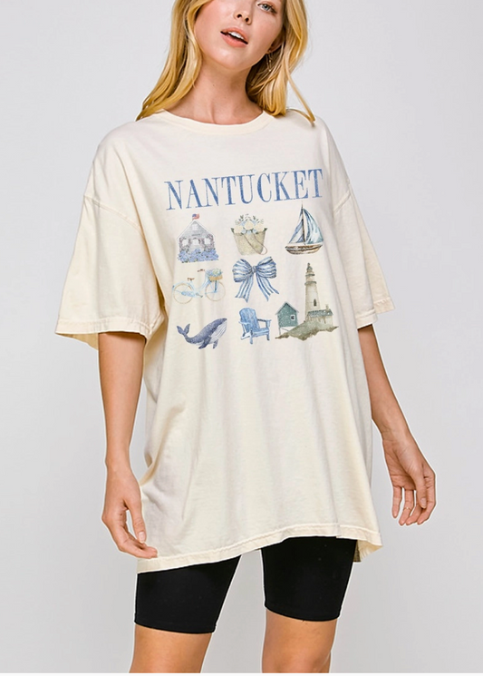 Nantucket Vintage Oversized Graphic Tee