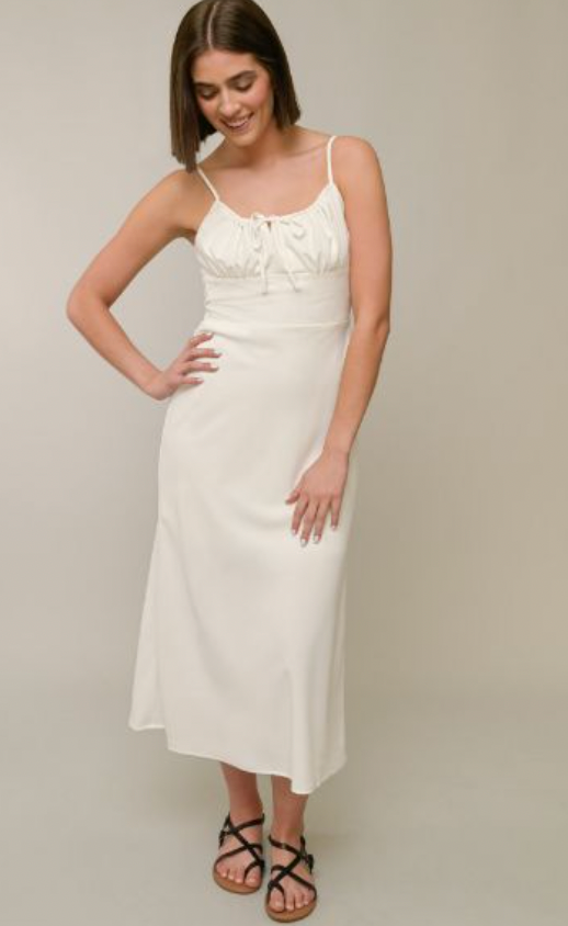 Keyhole White Midi Dress